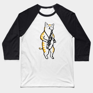Saxocat - Cat Playing Saxophone Baseball T-Shirt